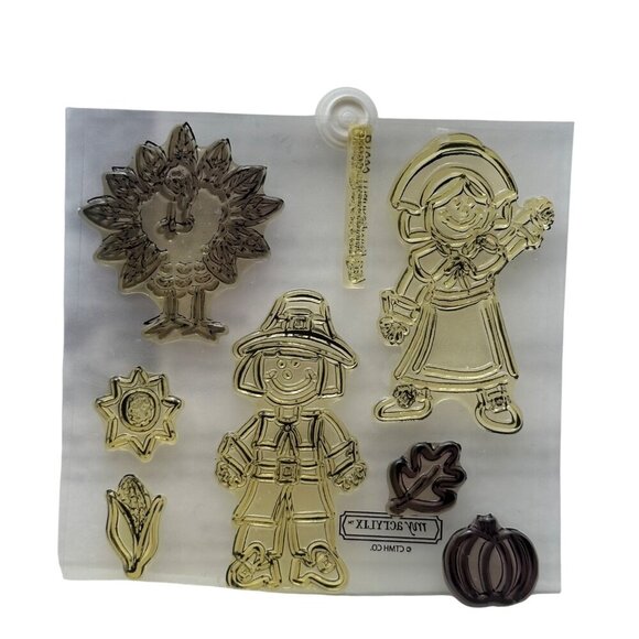 Close To My Heart My Acrylix B1095 Thanksgiving Day Clear Stamp Set Pilgrim - Picture 5 of 9